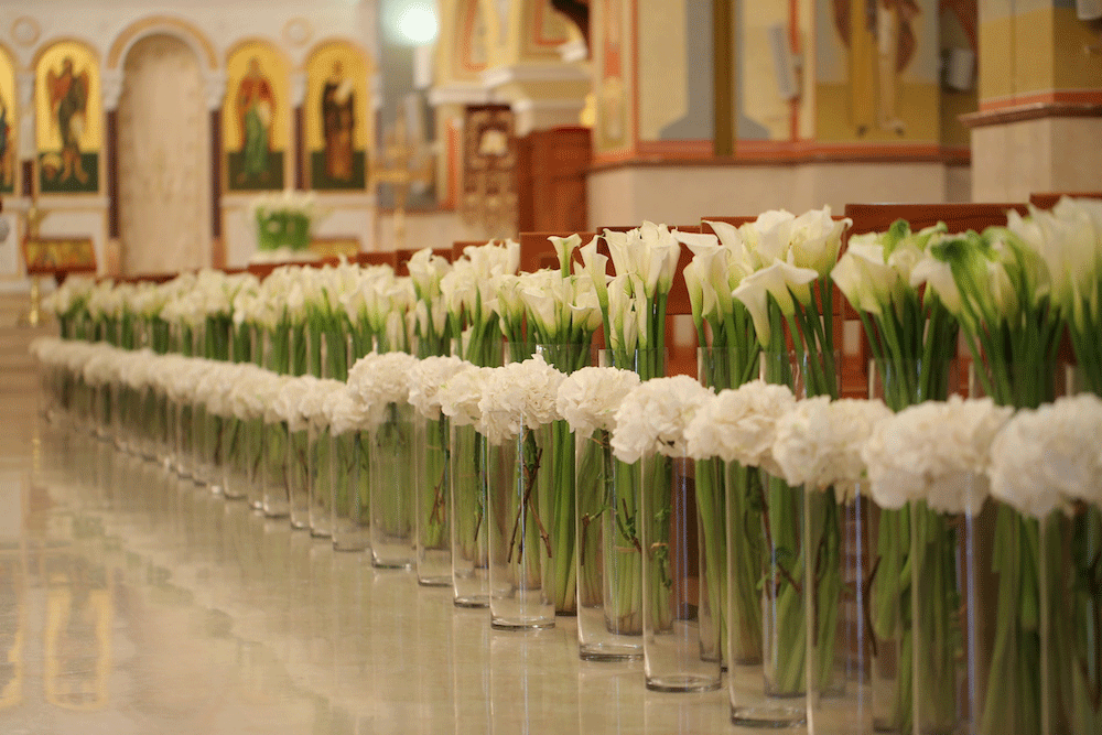 Aisle – wedding floral design by Les Trois Fleurs, Lebanon
